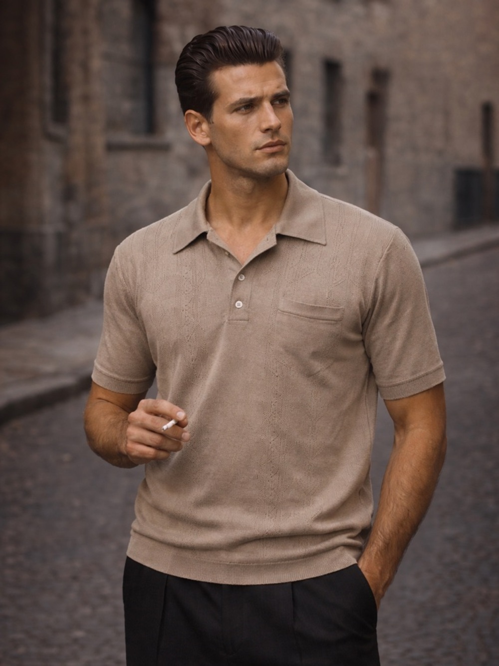 Vintage 1960's Montagut Short Sleeve Knit Polo Shirt Size 3 US M Made In France